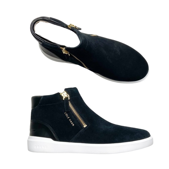 New! Cole Haan black suede side zip sneakers - Picture 3 of 11